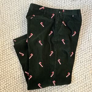 Orvis Candy Cane Holiday Green Corduroy Straight Leg Chino Pants Men 40x28